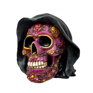 Caveira com Capuz Rosa Dia dos Mortos