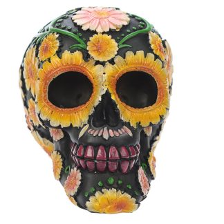 Caveira Decorativa Flores Amarelas